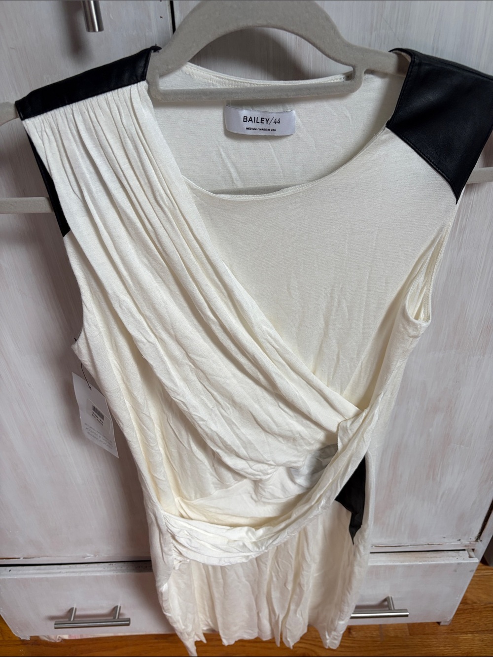 Bailey 44 Ivory Dress with Black Shoulder Accents